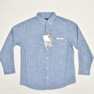 NEW Berne Men's Button Down Shirt Long Sleeve Cotton Blue Size L Work Pocket